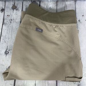 Figs Kade Cargo Scrub Pants Size Medium Beige Elastic Waist Drawstring